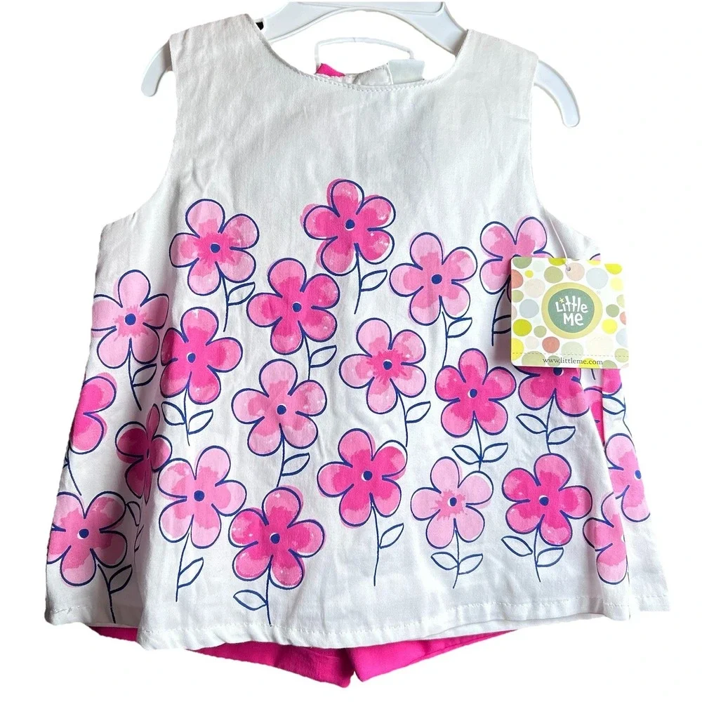 Little Me Toddler Girls Short Set 2 Piece Casual Spring Play $32 Pink 24M New